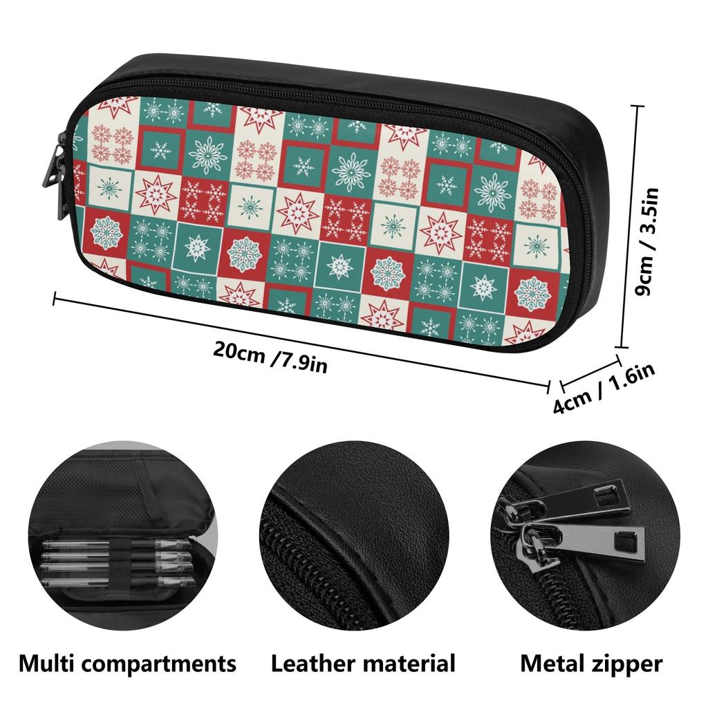Structured Leather Pen Case with Internal Pen Loops and Mesh Pocket for School Office Business and Travel