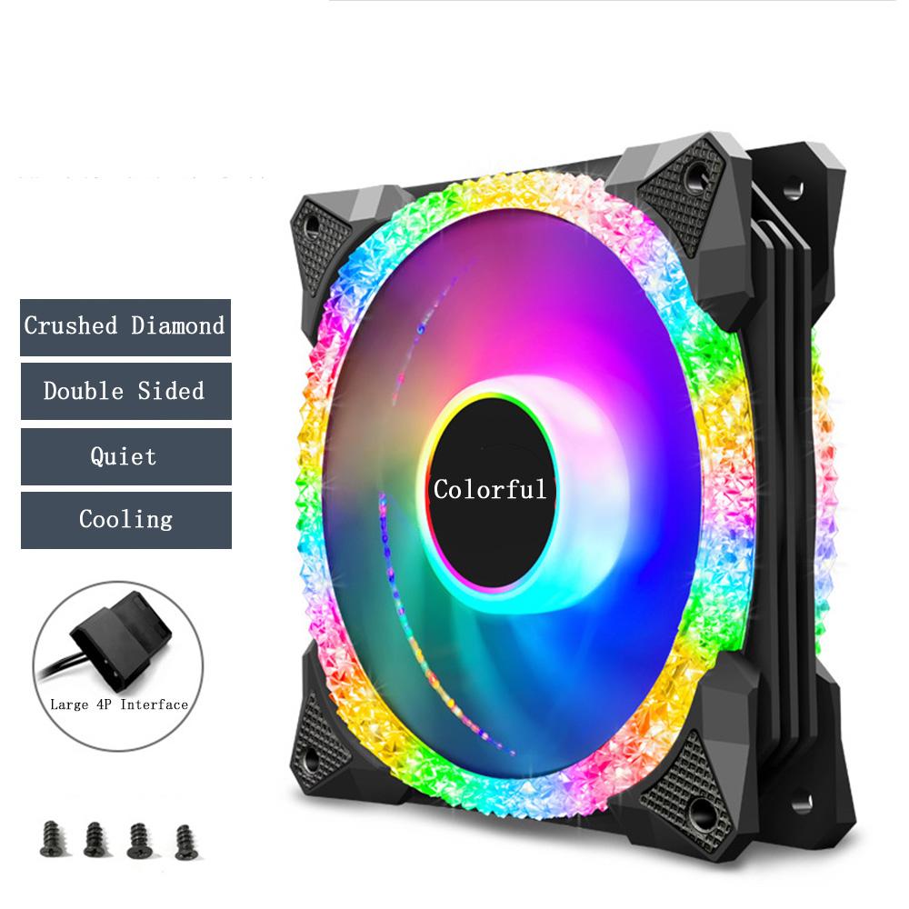 120 мм Светодиодный Охлаждающий Вентилятор 12 см RGB Радиатор Радужный Бесшумный Вентилятор Гранильный Алмазный Вентилятор Охладитель Корпуса ПК Контроллер Прямая поставка
