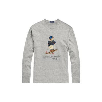 Футболка с длинным рукавом Polo Teddy Bear Letter Print, мужская, серая 710826698-003