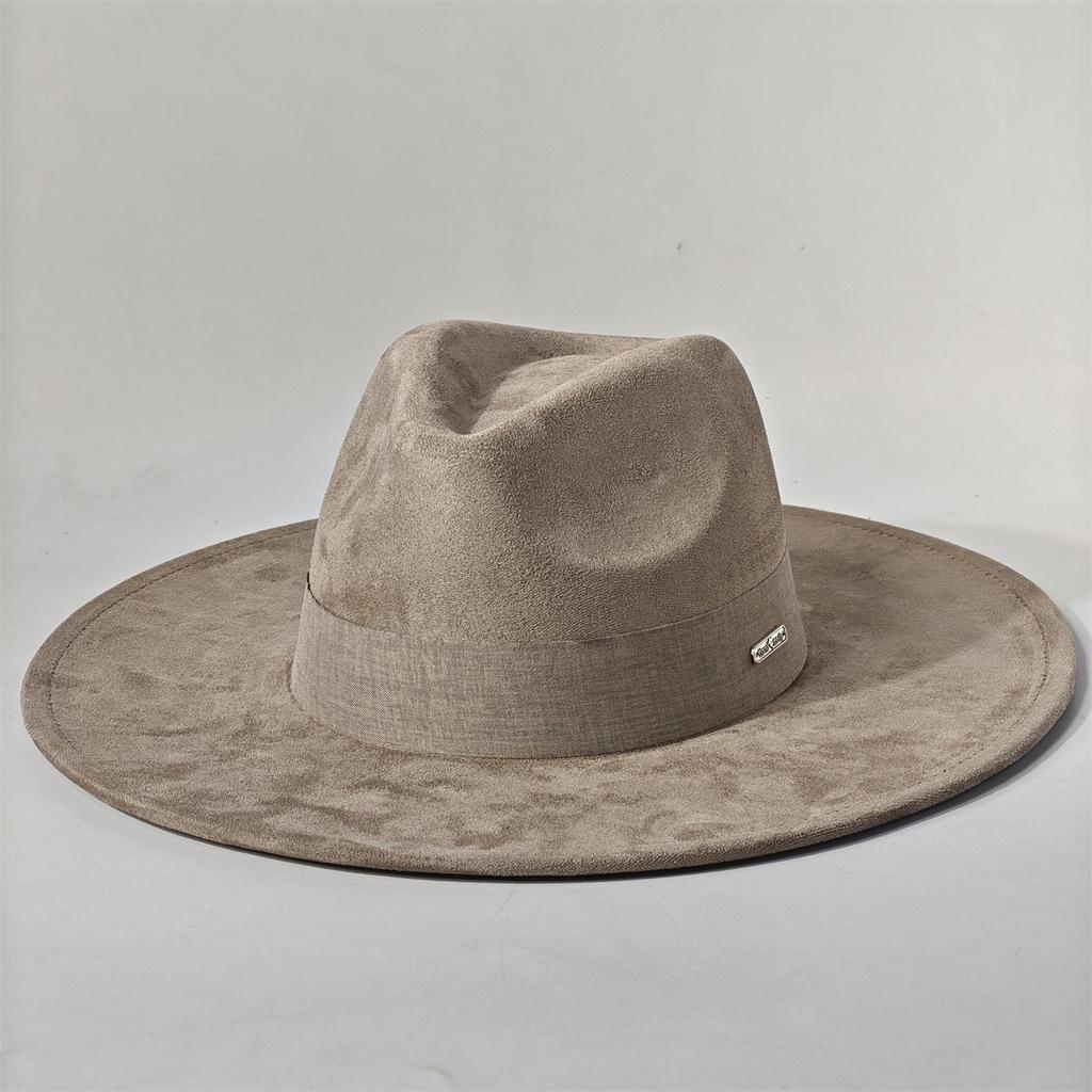 New Big Wide Brim Fedora Hats For Women Men Western Suede Hat Large Felt Panama Hat Rancher Hat Chapeau Femme Luxe