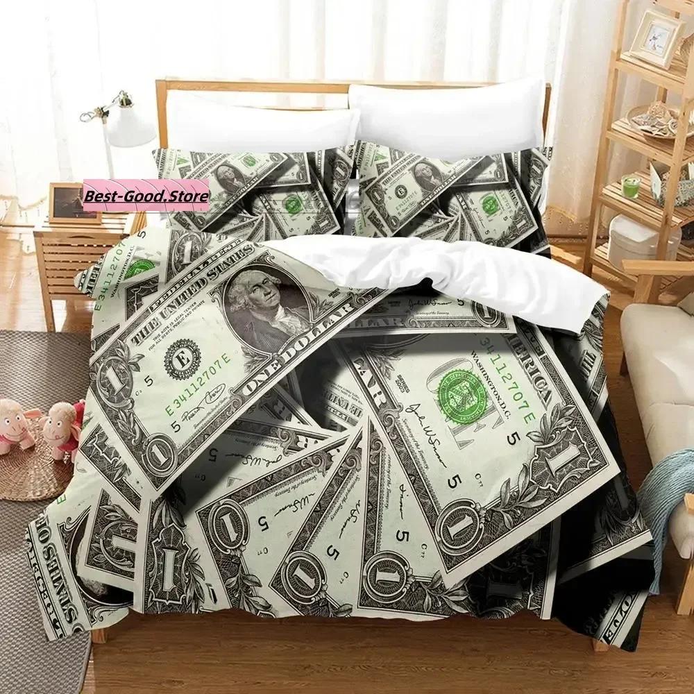Постельное белье Dolar Single Twin Ful Quen King-Sized Размеры Размеры Комплект постельного белья Взрослый Детская спальня Комплекты пододеяльников 3D печать Деньги Комплект простыней