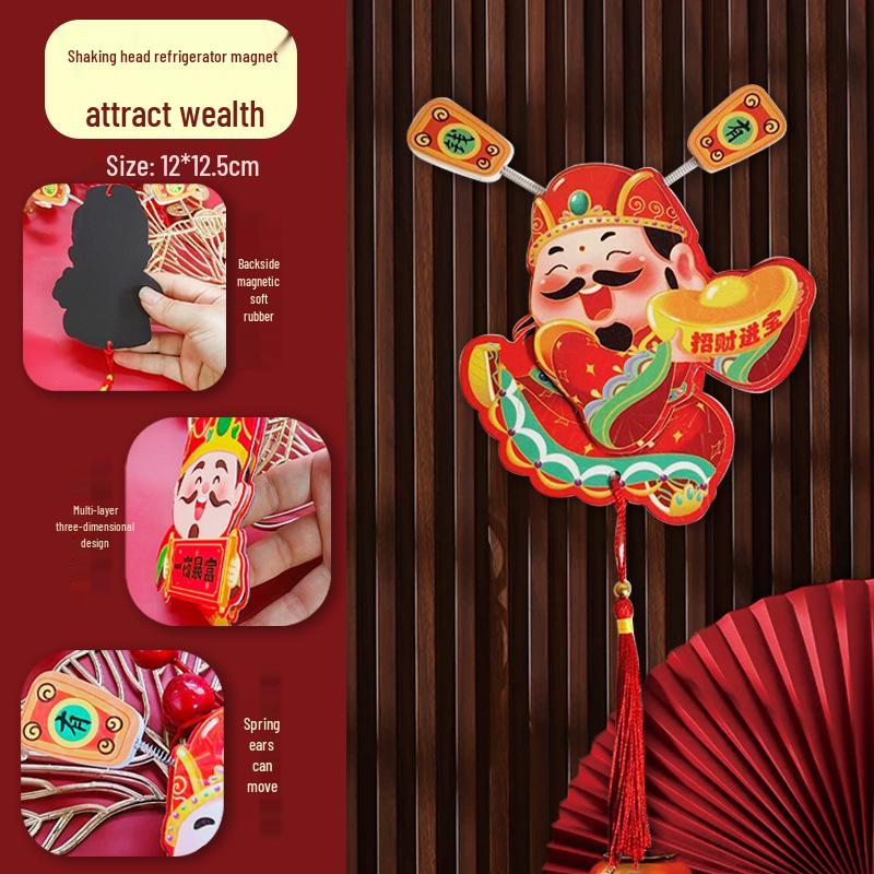 Трехмерный магнит Бога богатства: Праздничное новогоднее украшение для горшечных растений и гостиных