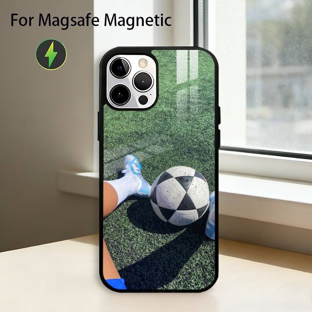 Football Sport Soccer Phone Case For iPhone17,16,15,14,13,12,11 Plus,Pro Magnetic For Magsafe Wireless Charging