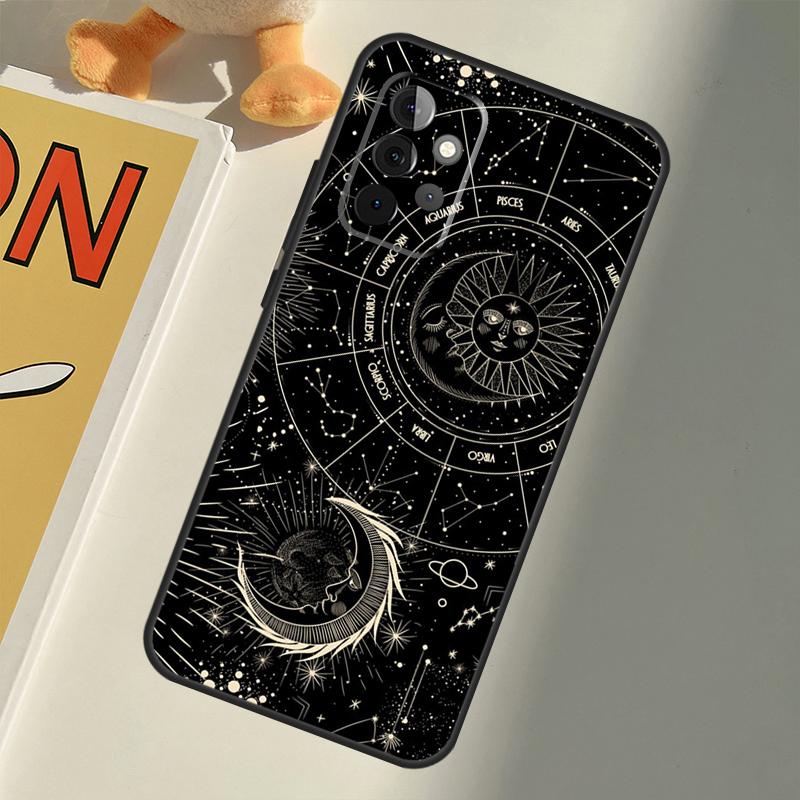 Crescent Moon Sun For Samsung Galaxy A22 A52 A32 A54 A14 A16 A26 A36 A56 A55 A35 A05 A06 A15 A53 A33 A13 Case