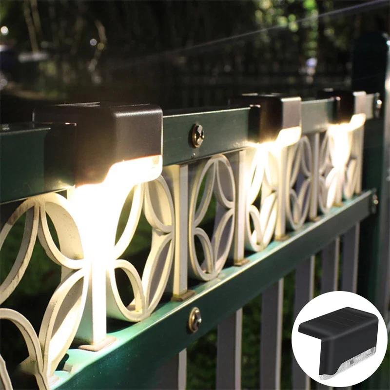 Solar Deck Lights 4 PacK Outdoor Step Lights Waterproof Led Solar Lamp for Railing Stairs Step Fence Yard Patio and Pathway
