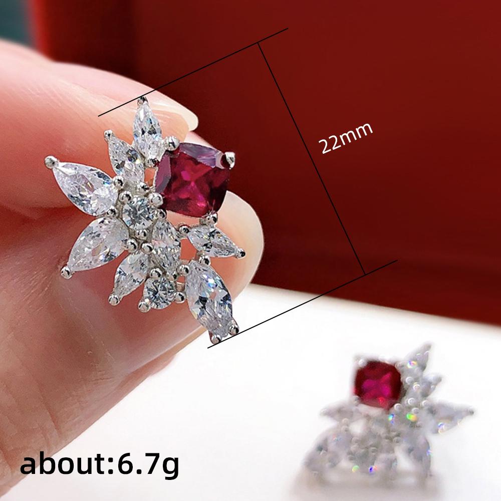 Huitan великолепные красные кубические циркониевые женские серьги-гвоздики для пирсинга ушей роскошные элегантные женские серьги для вечеринки новые модные ювелирные изделия