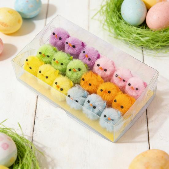 Мини Плюшевые Пасхальные Цыплята Пушистые Искусственные Помпоны Цыплята Миниатюрные Фигурки Сельскохозяйственных Животных для Праздничных Сувениров, DIY Поделок, Украшения Стола