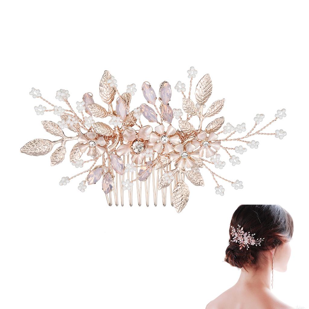 Rhinestone Branch Hair Piece Anti-slip Flower Decor Hair Styling Tool for Thick Curly Hair Styling