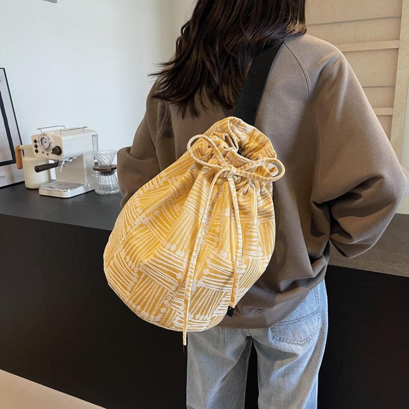 Женская сумка через плечо I вместимость сумка через плечо с завязками однотонная сумка-ведро