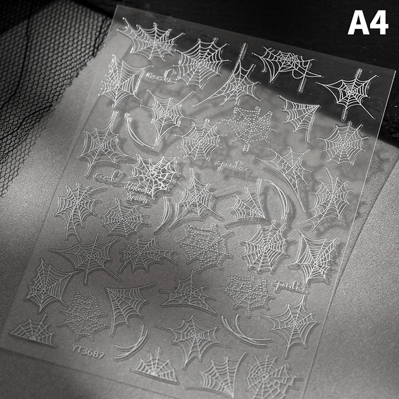3D рельефные наклейки для Хэллоуина на ногти 'Пауки' Черные пауки Паутина тисненые DIY наклейки для маникюра