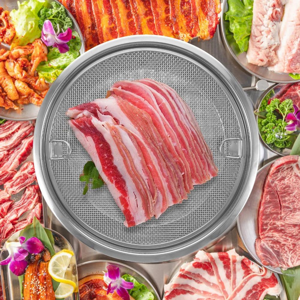 With Drainer Net Stainless Steel Oil Drain Pan Double-ear Handle Snack Serving Dish Kitchen