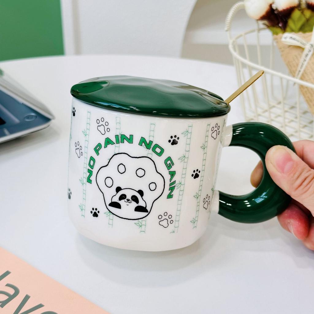 Couple with Cover Spoon Mug Cute Kitten Cartoon Large Capacity Set Souvenir Ceramic Cup Office Cup