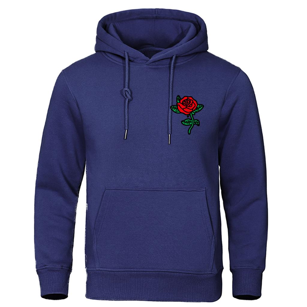 New Fashion Autumn New Fashion Hooded Rose Printed Elastic Top Pullover Casual Men's Hooded Sweatshirt Hip Hop Hoodie