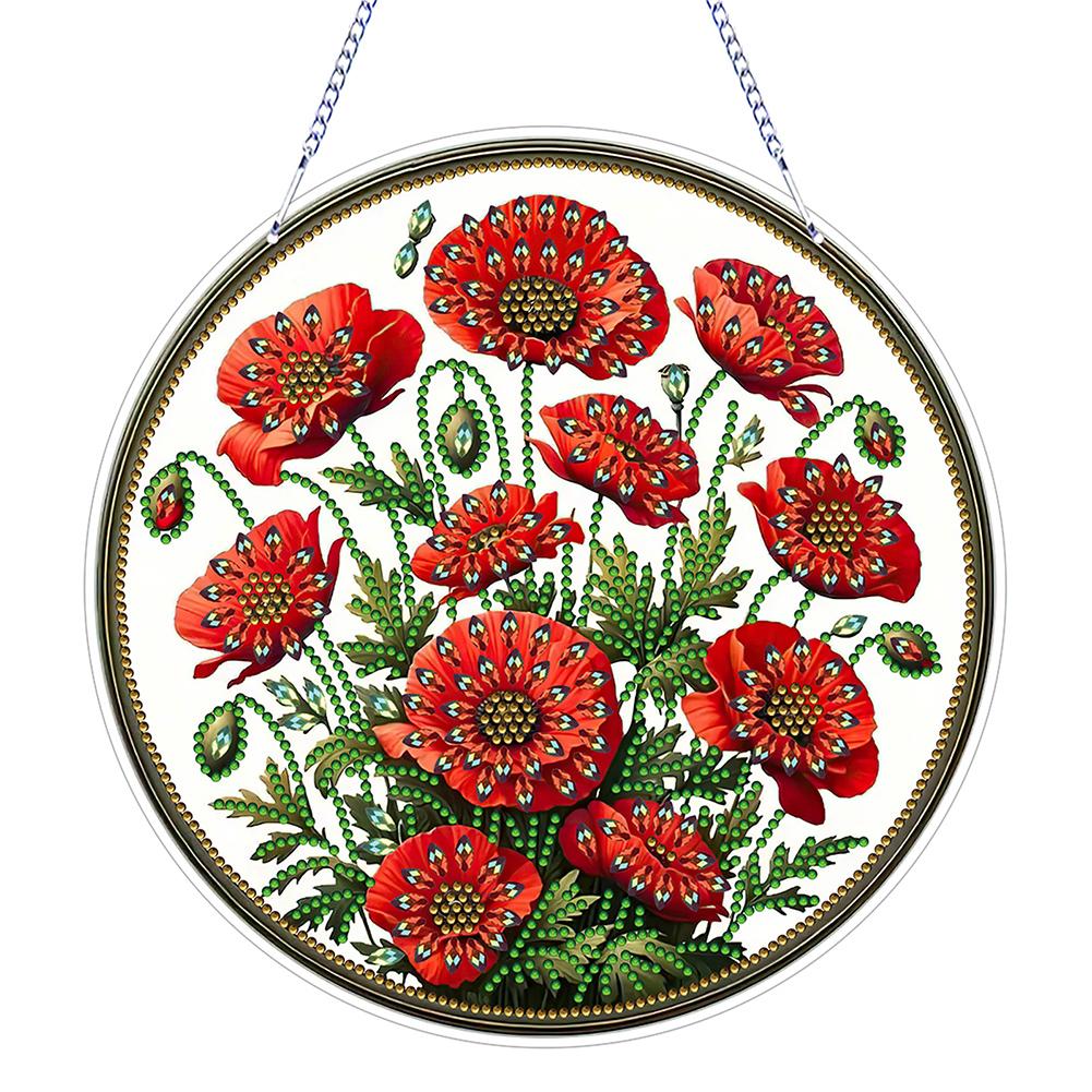 PVC Glass Special Shaped Vintage Pattern Diamond Painting Hanging Decor Diamond Drawing Suncatcher Ornament Home Windows Decor