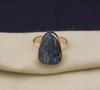 Raw Blue Apatite 22kt Gold Plated Brass Ring For Men Women, Handmade Rough Gemstone Gold Ring