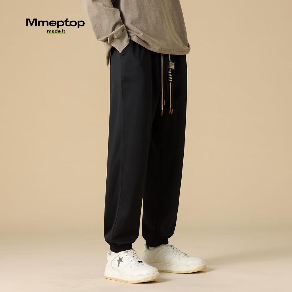 MMOPTOP Trendy Printed Joggers for Men, Spring And Summer Japanese Style Loose-Fit Athletic Casual Sweatpants K1449 Black 4XL