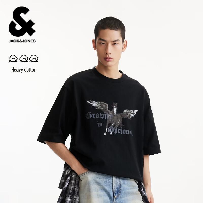 Jack&Jones Мужская футболка с коротким рукавом свободного кроя с принтом букв