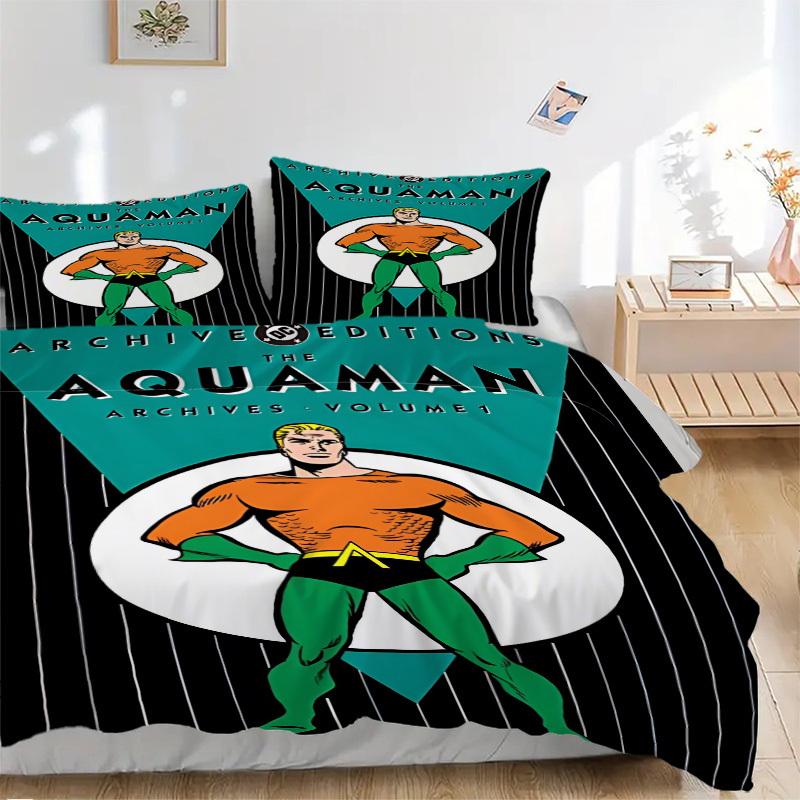 3pcs Aquaman Cover Set,Soft Comfortable Duvet Cover,Guest Room (1*Duvet Cover + 2*Pillowcases, Without Core) yy251024136