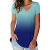 Женская футболка с градиентным цветом, принтом тай-дай и V-образным вырезом, с короткими рукавами