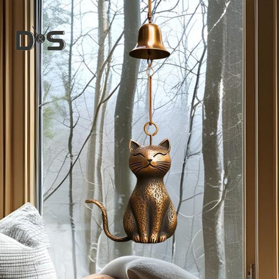 Кошачья подвеска в виде колокольчика, уличная подвеска в виде котенка, садовая металлическая статуэтка кошки, памятное украшение для украшения крыльца, подарок любителям кошек