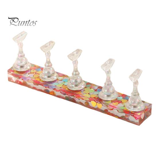 Reusable Nail Tip Holder False with Glitter Base, Magnetic Press-on for Practice Stand Beginner Nails Painting, Art & Display