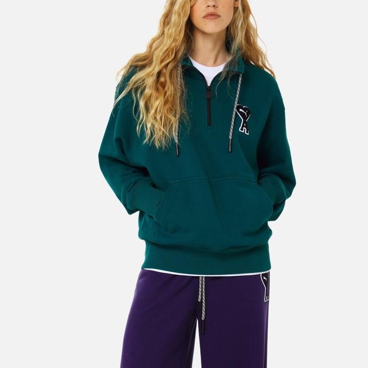 PUMA X Ami Half Zip Sweatshirt 'Green' Men's 535993-24