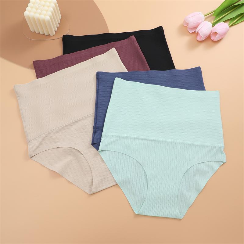 2 Pcs High Waist Seamless Flat Belly Underwear Women Female Abdominal Waffle Panties Hip Lift Briefs Breathable Shaperwear S-XXL