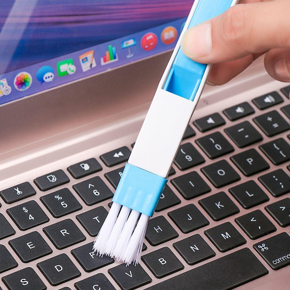 Household  Kitchen Bathroom Dirt Remover Keyboard Brush 2 In 1 Grooves Cleaning Tool Desk Set