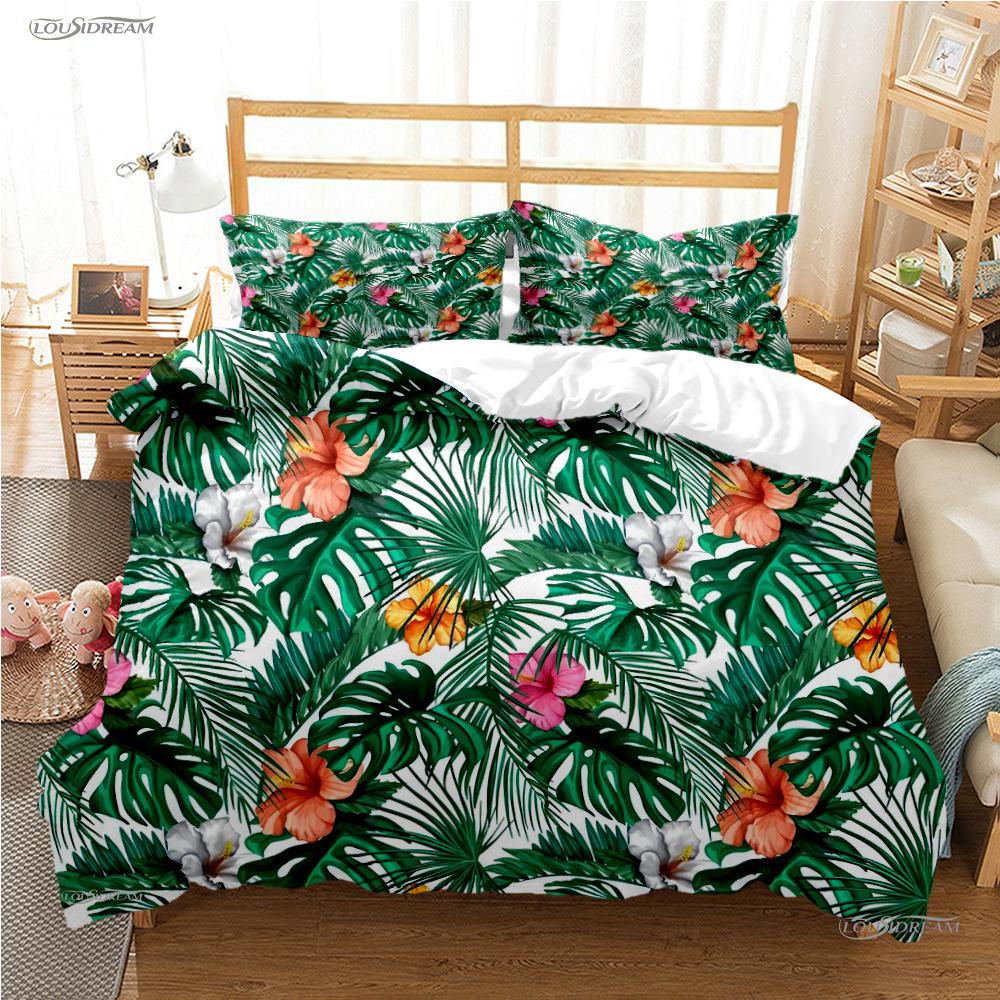 Tropical Leaf Casal All Season Duvet Cover Comforter Bedding Sets Soft Quilt Cover and Pillowcases Boys Single/Double/Queen/King