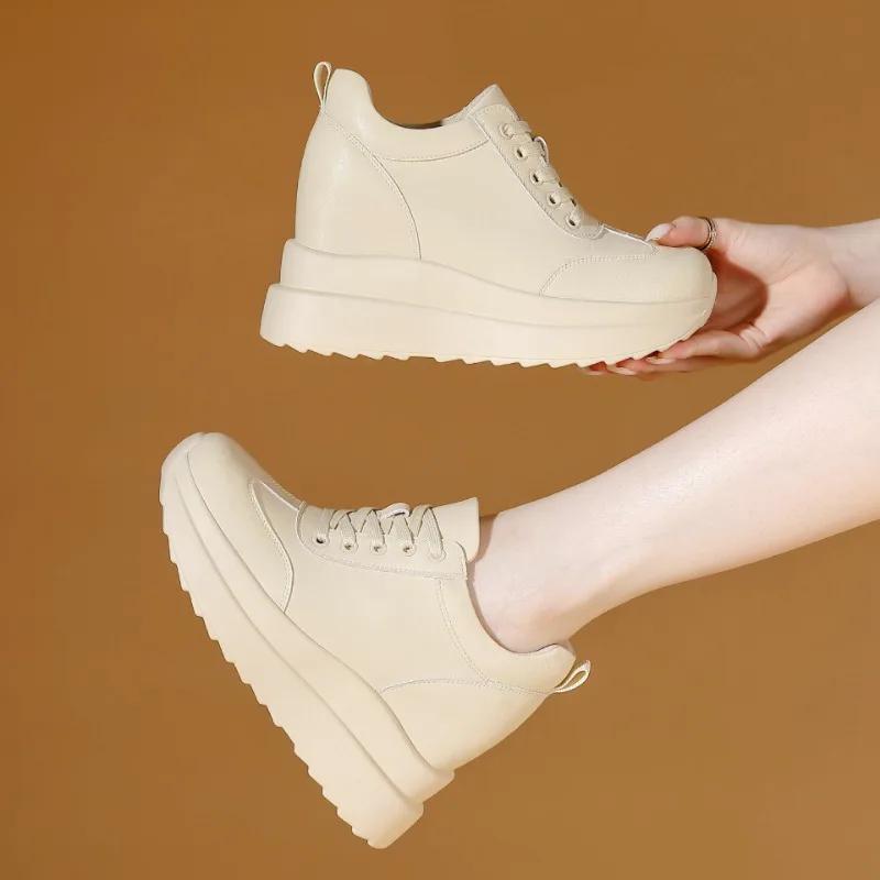 10 см сетчатая платформа танкетка массивные туфли из натуральной кожи скрытые каблуки женские летние весенние осенние прогулочные кроссовки мода