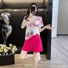 Женский шикарный летний спортивный комплект из двух предметов - Топ с коротким рукавом и утягивающие шорты