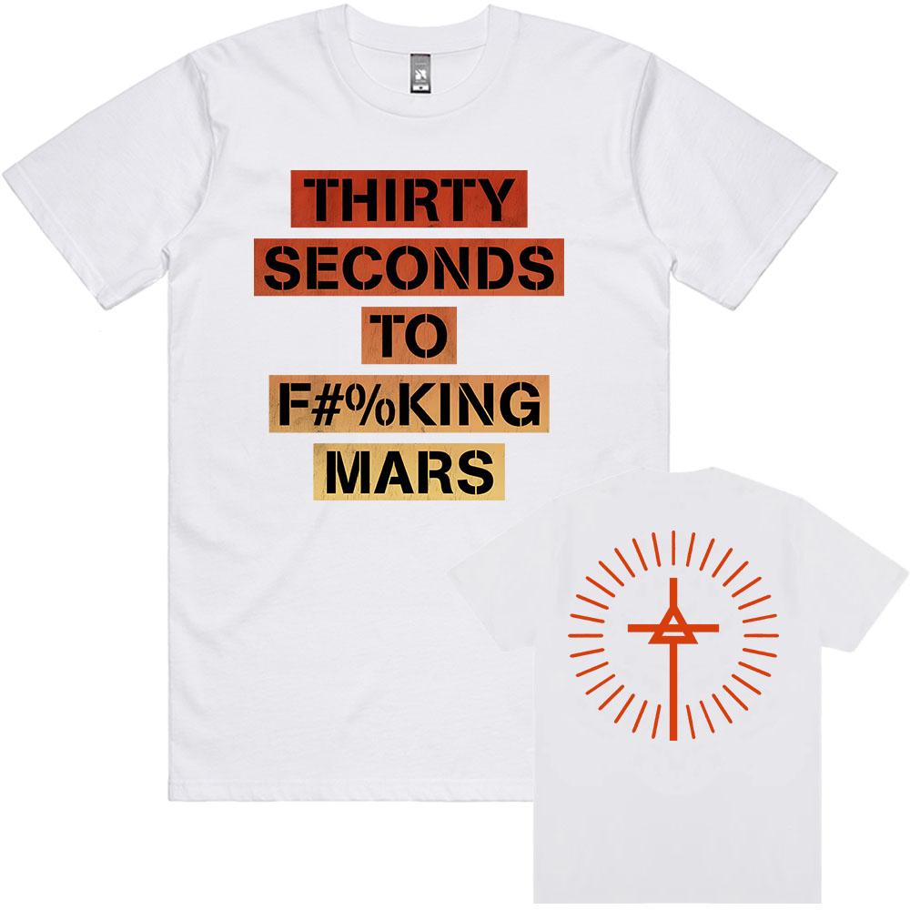 TSTFM Ombre Censored Tee Rock Band THIRTY SECONDS TO MARS T-shirt Short Sleeve O-neck Cotton Tshirts Graphic Print T Shirt Men