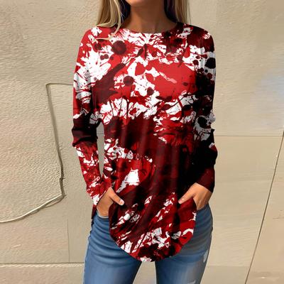 Футболка с длинным рукавом I'm Fine Blood Splash 3D Printed, женская, больших размеров, топы, женская одежда