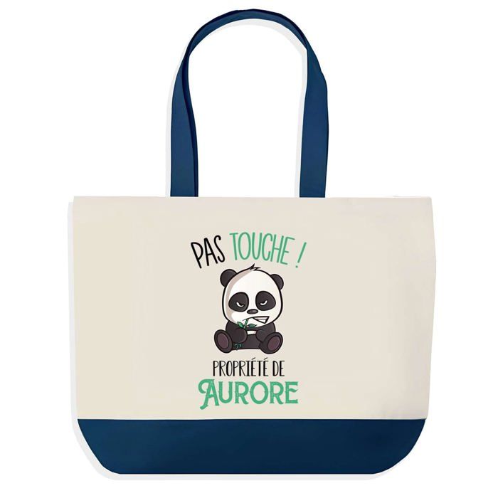 Tote bag - PLANETEE - Aurore Pas Touche Panda - Bleu - Coton - 40 x 45 cm
