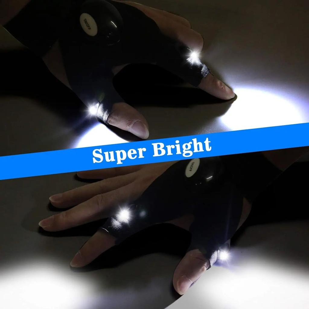 LED Flashlight Luminous Running Gloves Waterproof Cycling Camping Hiking Rescue Glove Lamp Lighting Gloves Fingerless Gloves