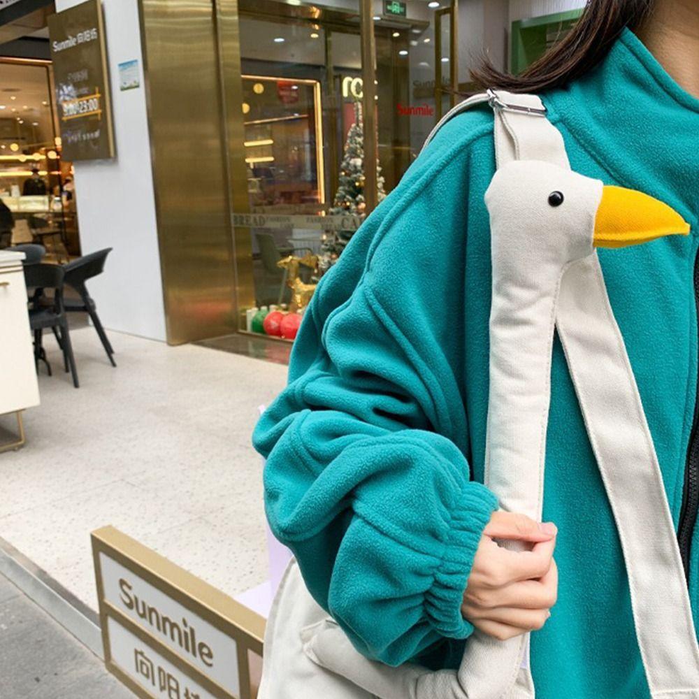 Canvas Silly Goose Bag Zipper Shoulder Bags Portable Cute Duck Tote Shopping