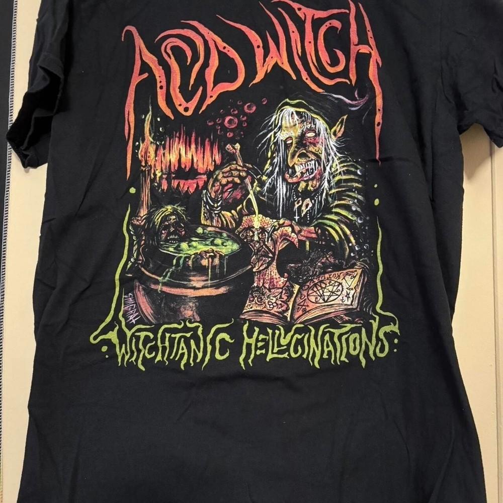 ACID WITCH Witchtanic Hellucinations черная классическая футболка с коротким рукавом S5XL Унисекс Футболка Графическая футболка