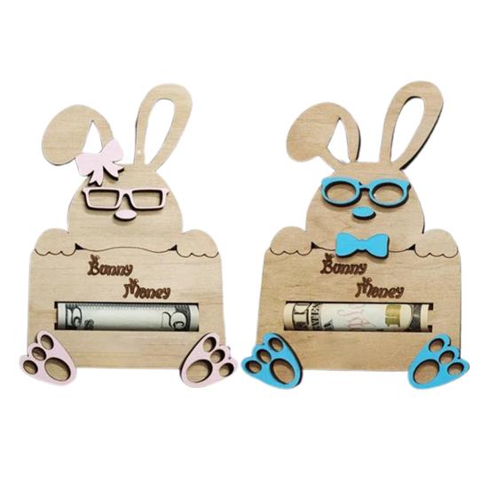 Пасхальный держатель для денег Деревянный Кролик Карты Держатель для денег Подарочная карта Пасхальный Кролик