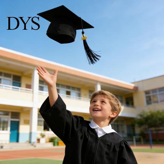 Polyester Fiber Graduation Gown Kids Kindergarten And Cap Set 2026 with Comfortable Outfit Hidden Zipper Gold Tassel Elementary School for Young