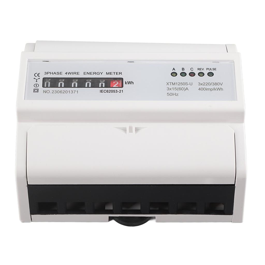 1 pcs 220V 380V Digital 3 phase 4 Wire 7P Din Rail Electric Meter Electronic KWh Meter 15(60)A