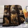 1Pc Lepoard Puzzle Print Flannel Blanket, High quality Comfortable for All Seasons, Home Decor, Warmth and Comfort, Perfect for Christmas Gifts