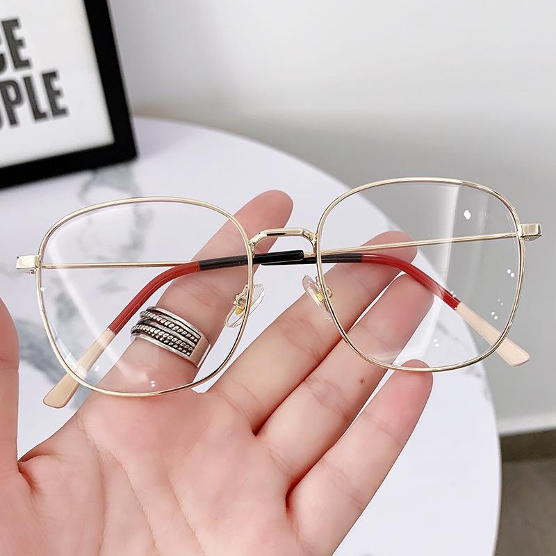 Fashion Anti-Blue Light Color-Changing Glasses, Men'S And Women'S New Metal Tide Glasses Frames, Men'S And Women'S Retro Color-Changing Flat Glasses