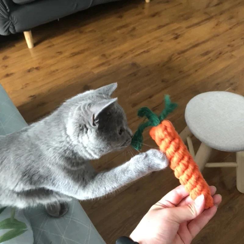 «Игривая» прочная жевательная игрушка для собак в форме морковки с веревочным узлом — интерактивная игра, стимулирующая скрежетание зубами для средних пород