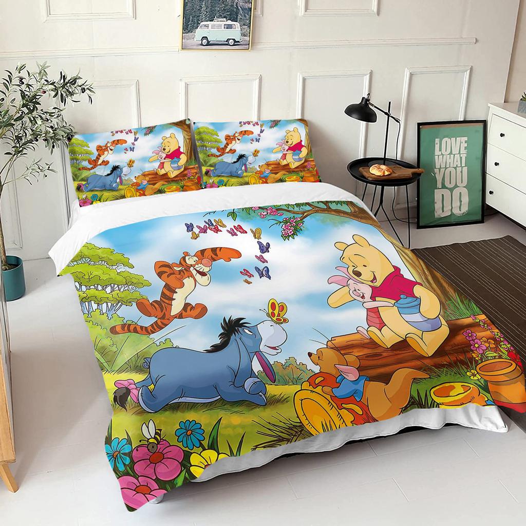 Comforter Winnie The Pooh Bear Bedding Set Queen With 3D Children'S Bedding Set Universal Suitable For Children