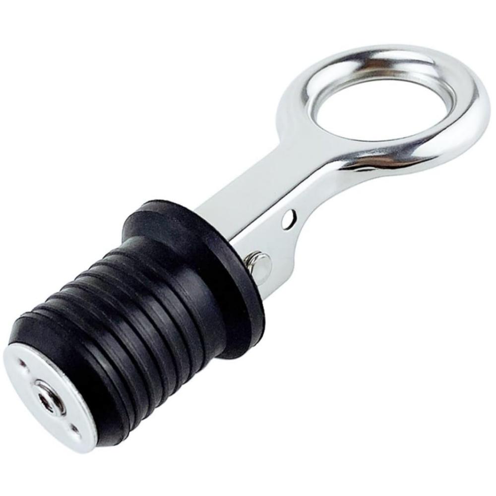 Snap-Handle Drain Plug – 316 Stainless Steel & Brass, Fits 3/4" 1" 1-1/4" Holes, Cam-Lock Marine Boat Drain Plug