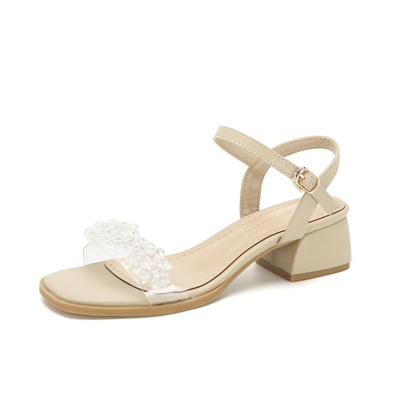 Leather flat for Huizhou women's shoes heels with sandals thick heel summer new open-toed sandals women