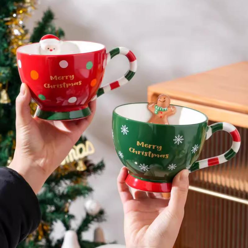 Christmas Coffee Mug Cartoon Ceramic Cup Creative Gift for Breakfast Xmas Holiday
