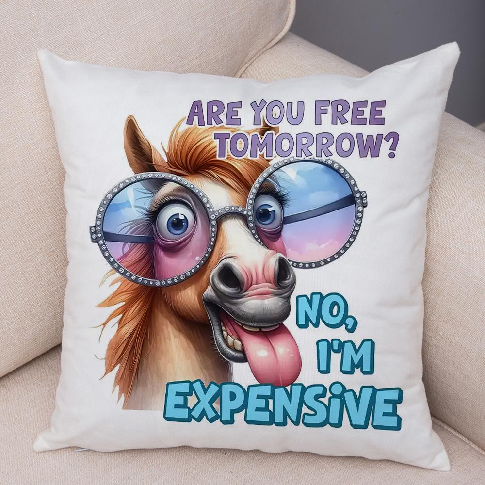 Smiling Monkey Pillowcase Double Print Do Not Disturb Sloth Cushion Cover Soft Plush Sassy Duck Pillowcase for Sofa Home Car