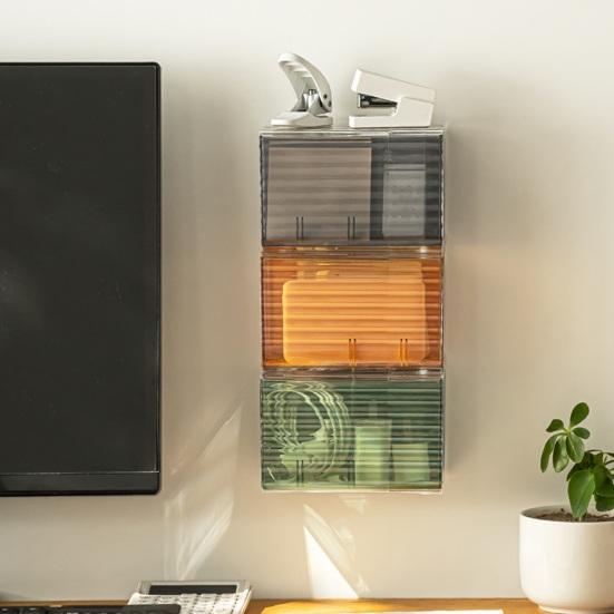 Ящик для хранения, прозрачный пластиковый настенный ящик для хранения, компактный тампон, органайзер для макияжа для домашней ванной комнаты