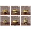 Desktop Ornaments Home Decoration Retro Brass Censer Hollow Lotus Incense Burner Mini Qilin Head